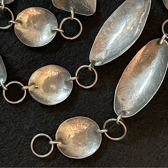 AUTHENTIC NATIVE AMERICAN STERLING SILVER AND TURQUOISE CONCHO BELT 🔥VINTAGE - Picture 9 of 11